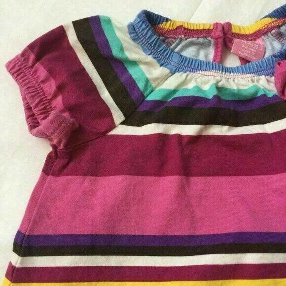 Made With Love by Place Rainbow Striped Cotton Baby Girl Dress 3-6 months